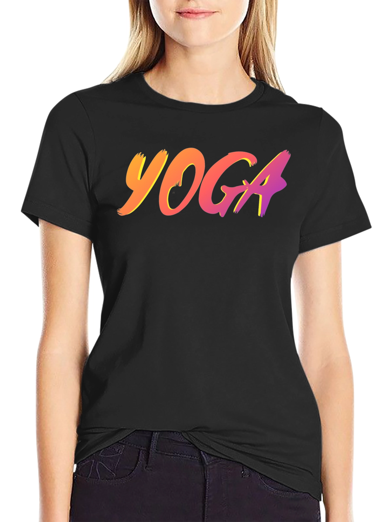 Black Yoga Tee - Gradient Design view 2