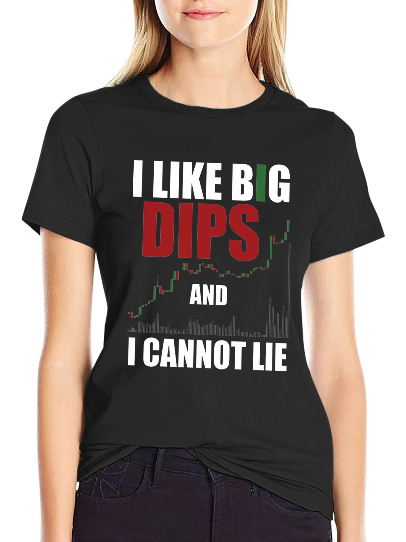 Black I Like Big Dips Funny Stock Market T-Shirt view 2