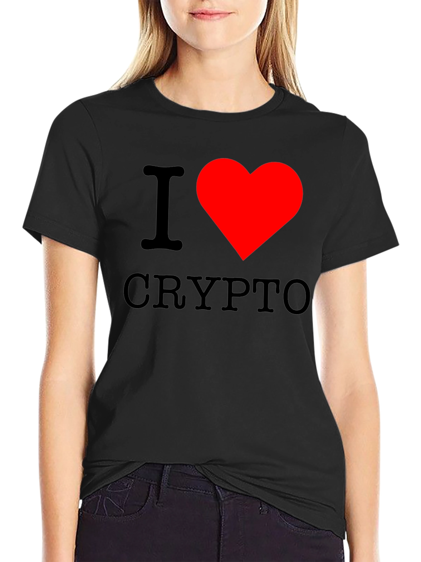 Black I Love Crypto Graphic T-Shirt view 2