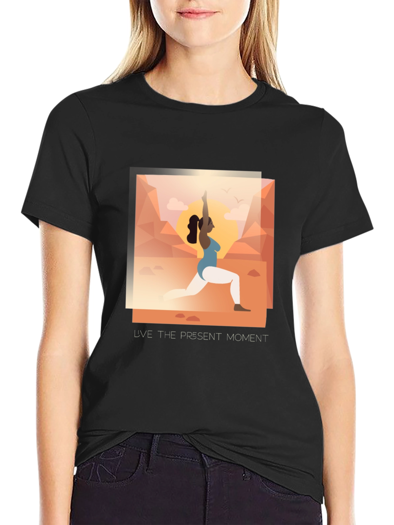 Black Yoga Present Moment Graphic Tee - Unisex view 2