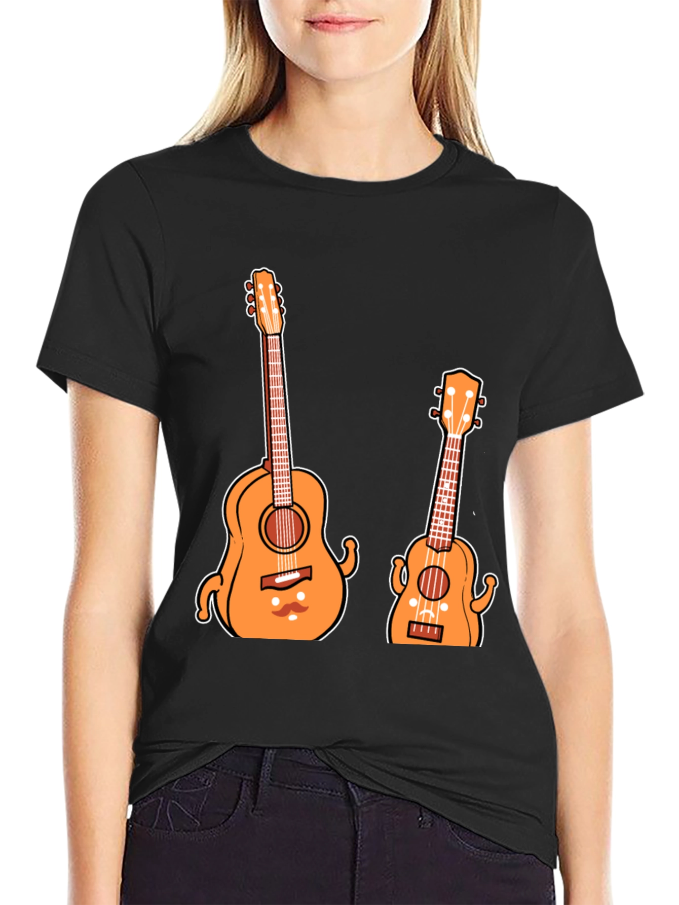 Black Funny Guitar T-Shirt - Musical Instrument Tee view 2