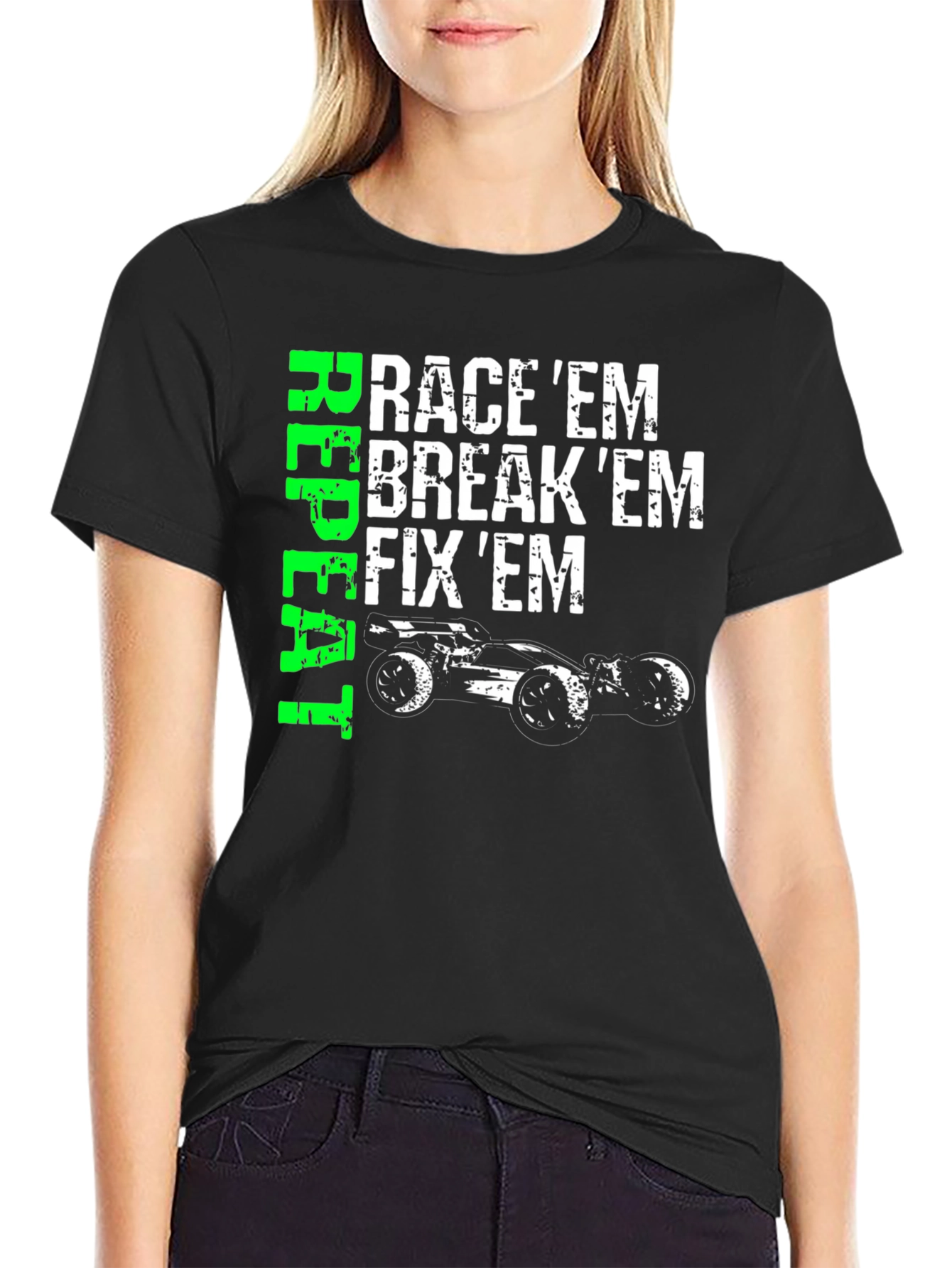 Black Race 'Em, Break 'Em, Fix 'Em T-Shirt view 2