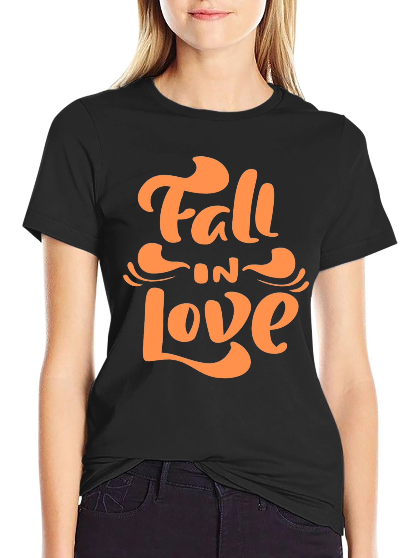 Black Fall in Love Graphic Tee - Stylish Autumn Apparel view 2