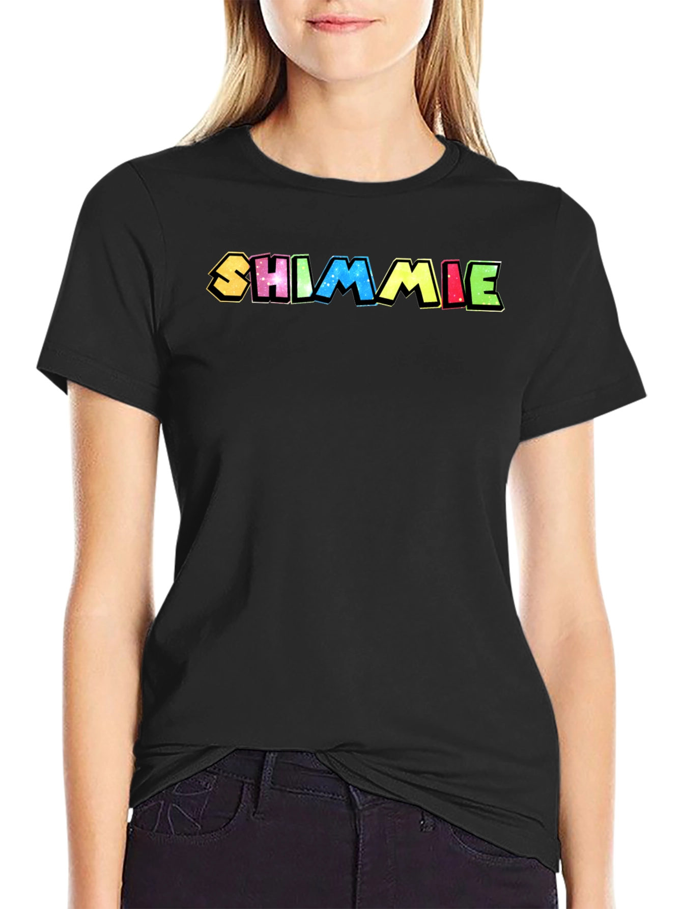 Black Shimmiie Colorful Graphic Black T-Shirt view 2