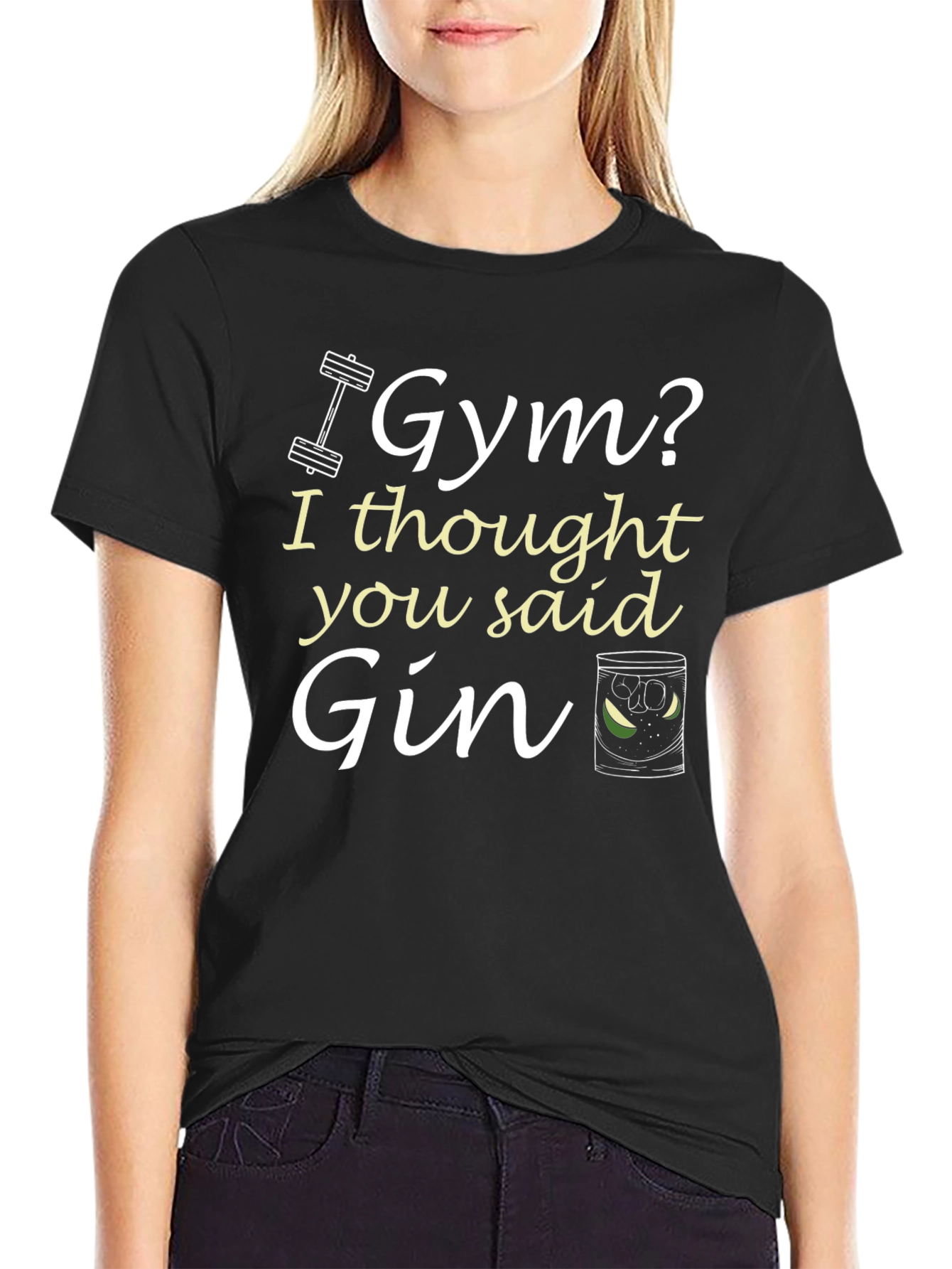 Black Gym? I Thought You Said Gin! Graphic T-Shirt view 2