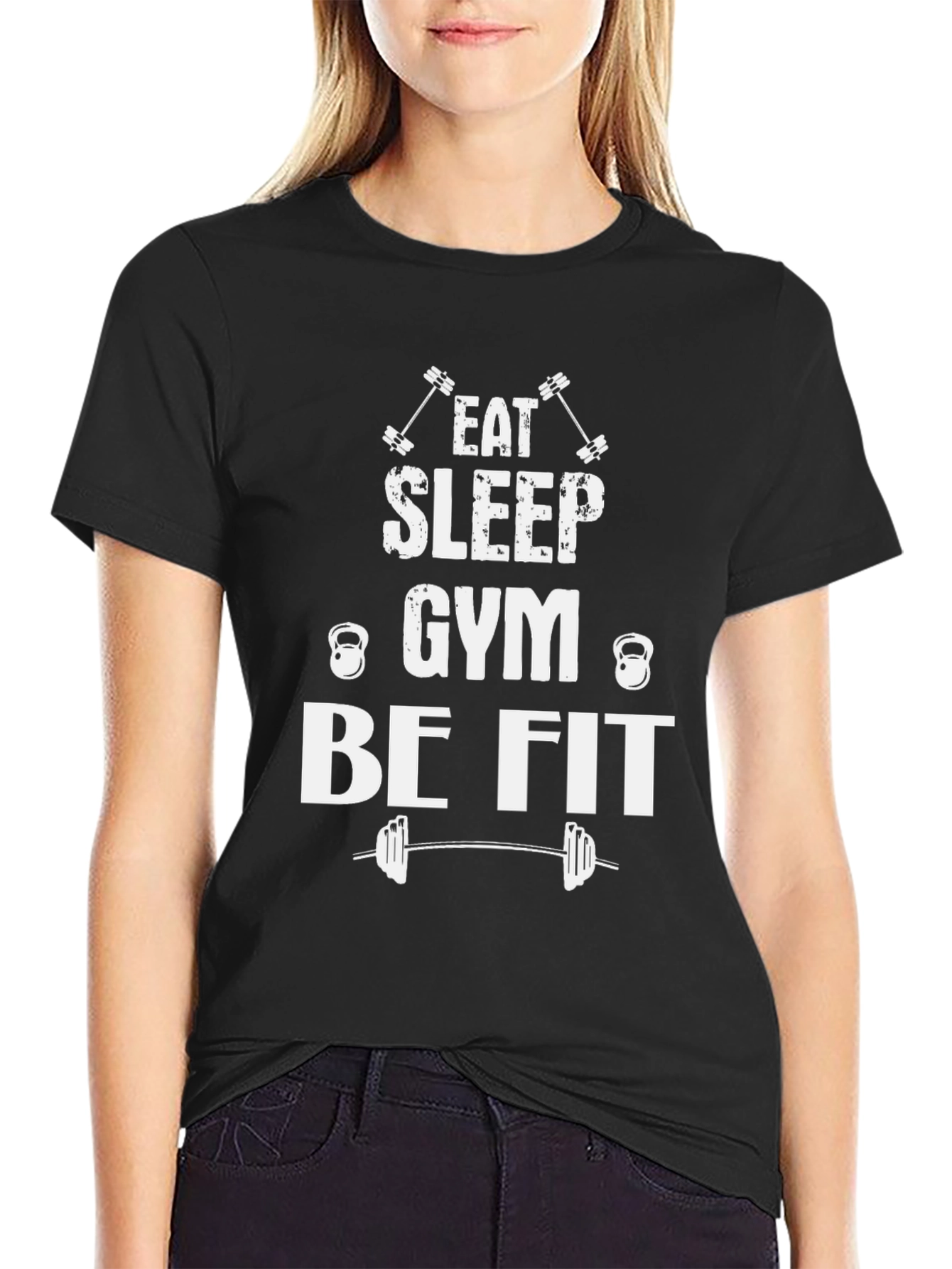 Black Eat Sleep Gym Be Fit T-Shirt view 2