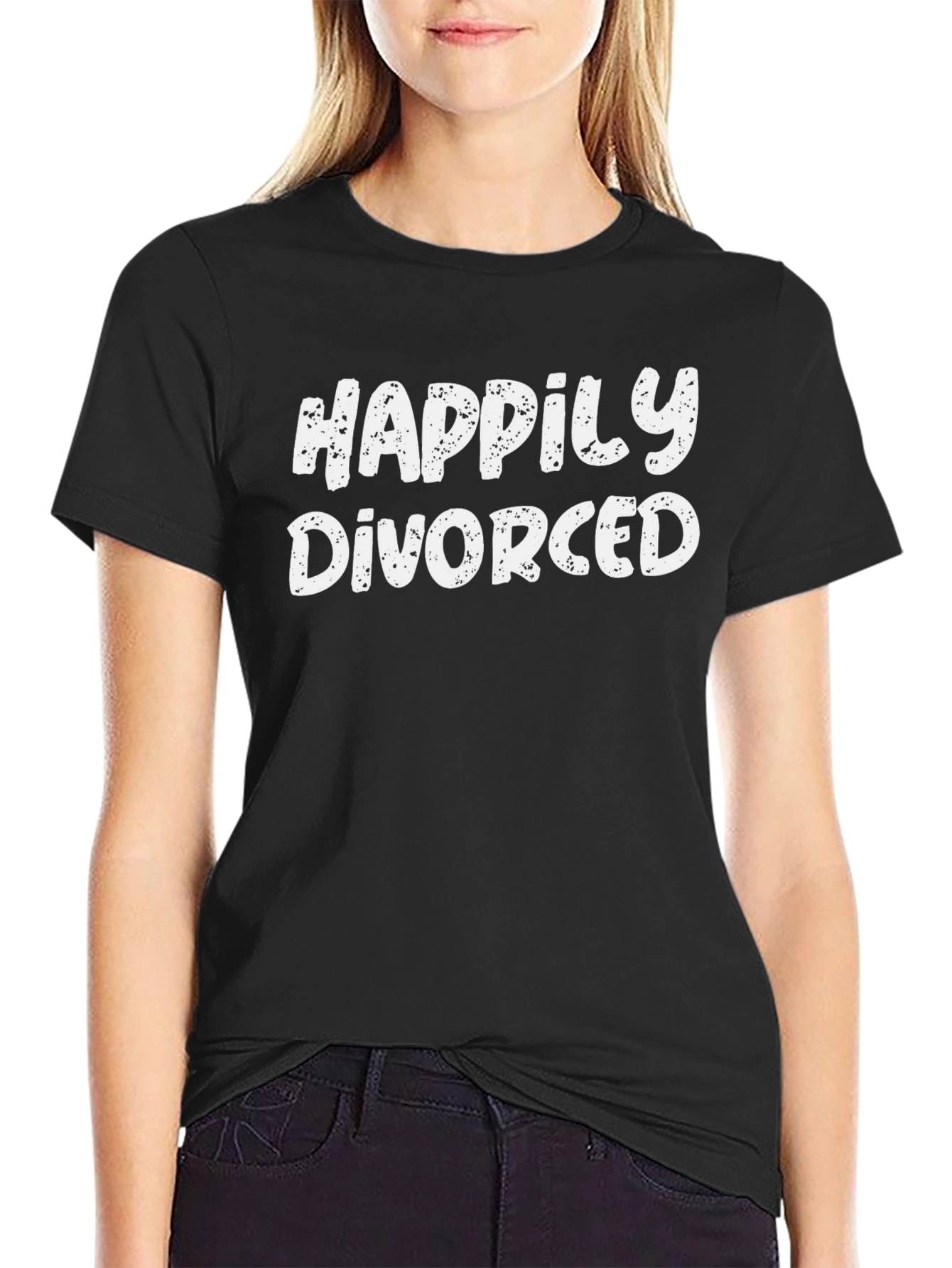 Black Happily Divorced Graphic T-Shirt - Black Cotton Tee view 2