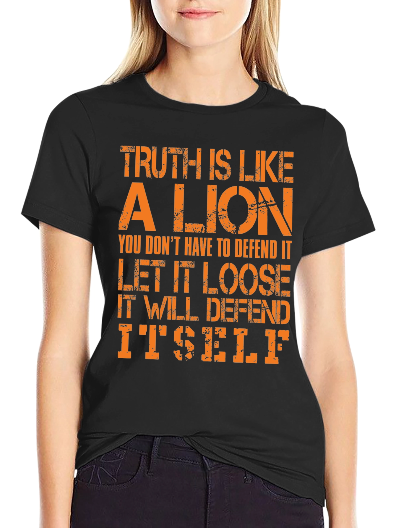 Black Truth Lion Graphic Tee - Bold Statement T-Shirt view 2