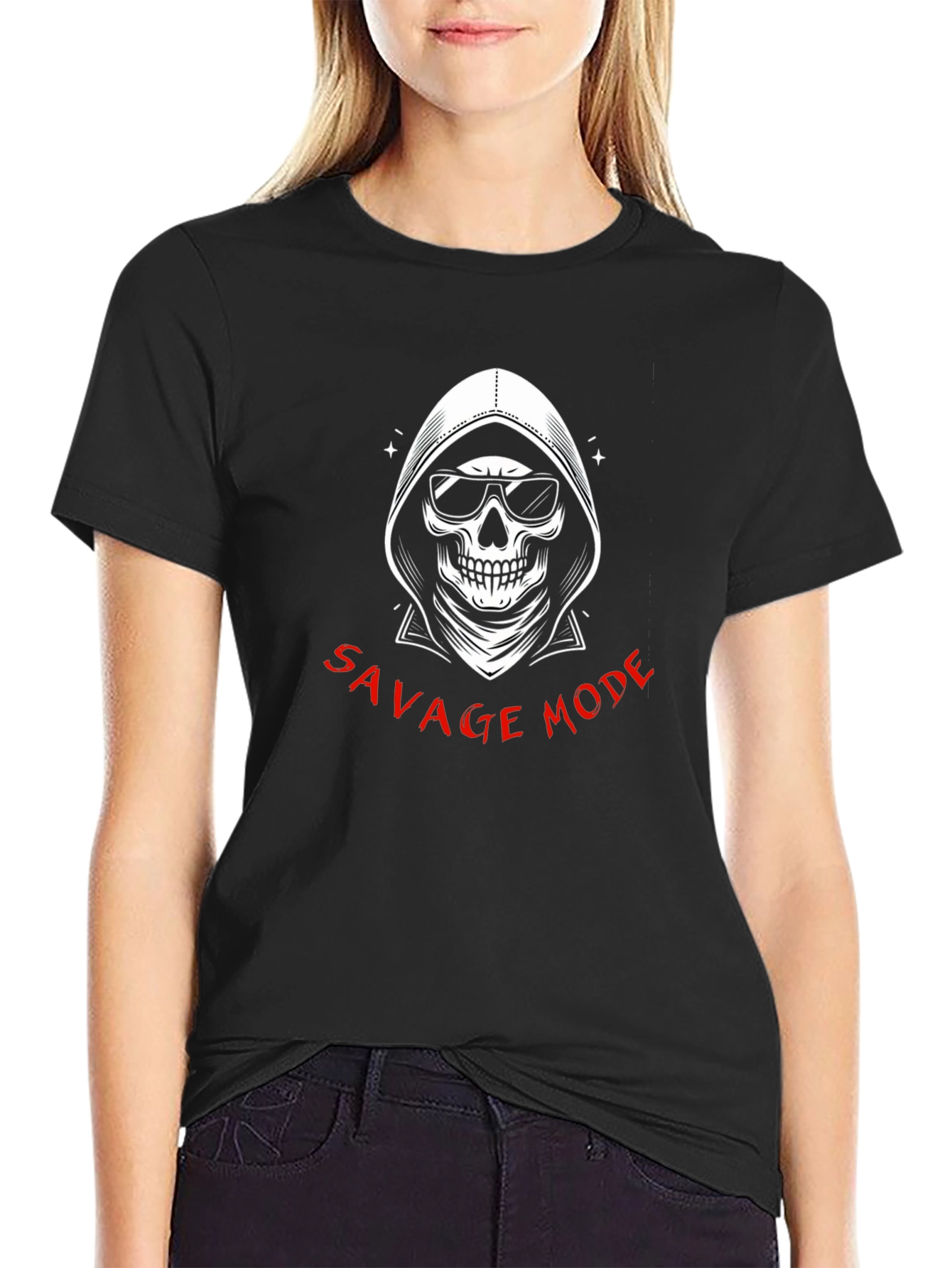 Black Savage Mode Skull Graphic Tee - Edgy Fashion view 2