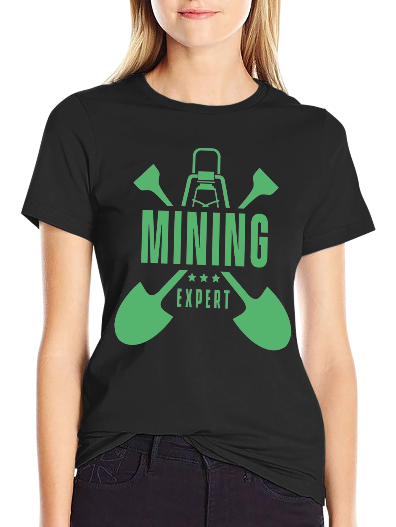 Black Mining Expert Graphic T-Shirt - Black view 2