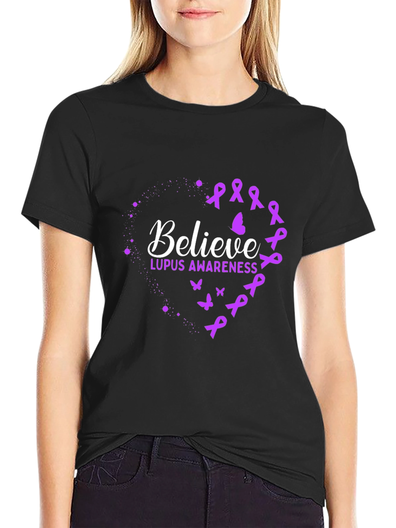Black Believe Lupus Awareness T-Shirt - Unisex view 2