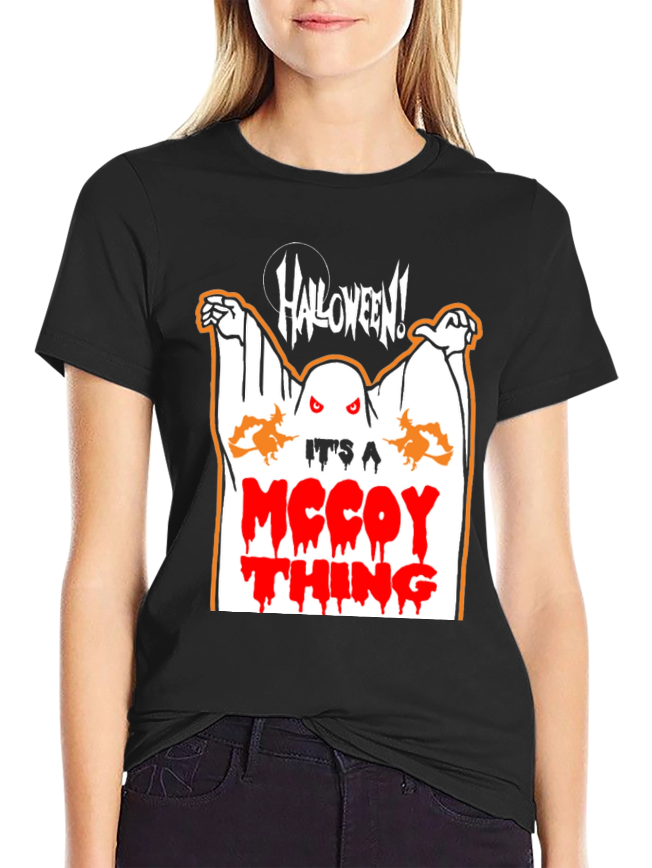 Black Halloween McCoy Thing Ghost Graphic T-Shirt view 2