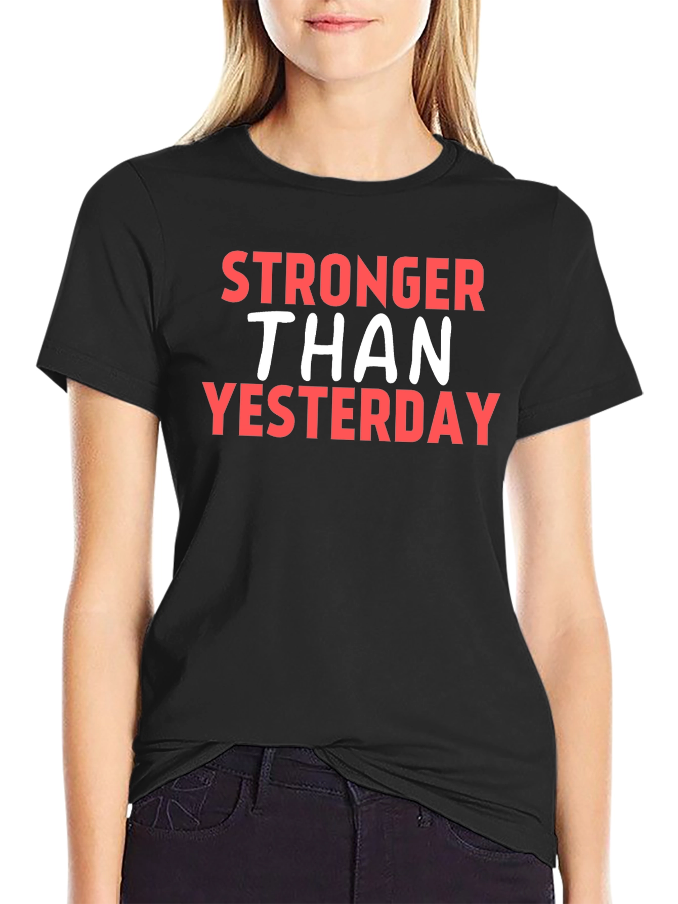 Black Stronger Than Yesterday Graphic Tee view 2