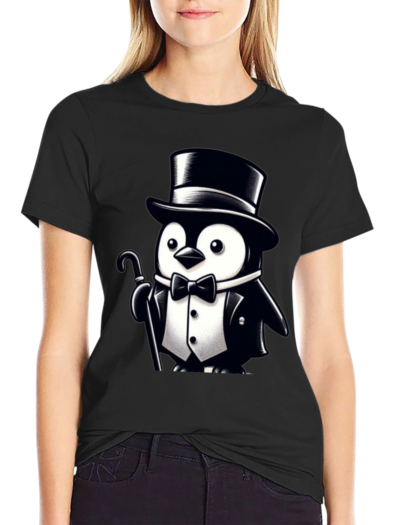 Black Penguin Tuxedo Graphic Tee - Classy Cool view 2