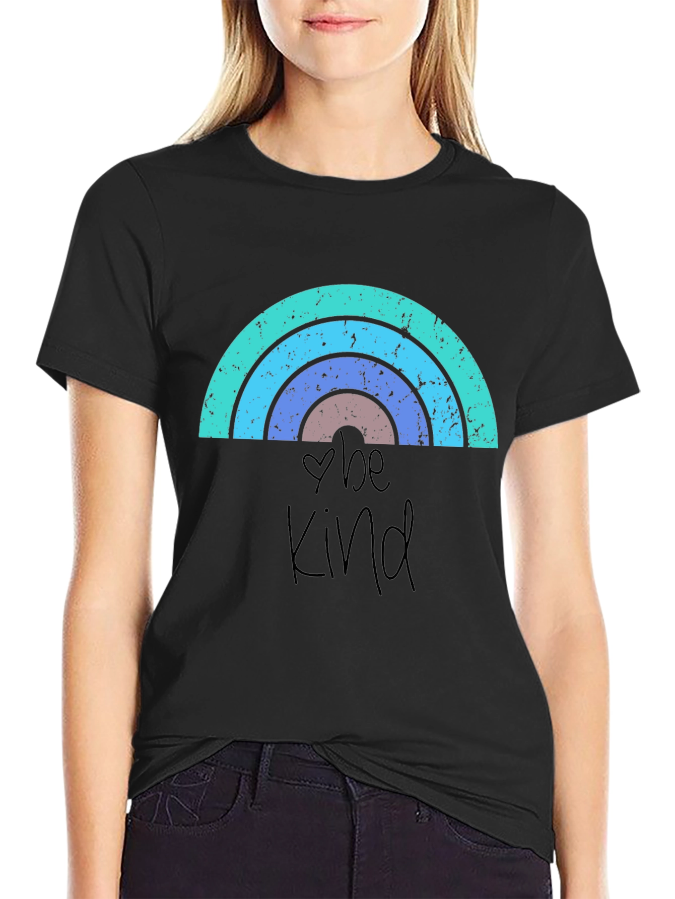 Black Be Kind Rainbow Graphic Tee - Unisex view 2