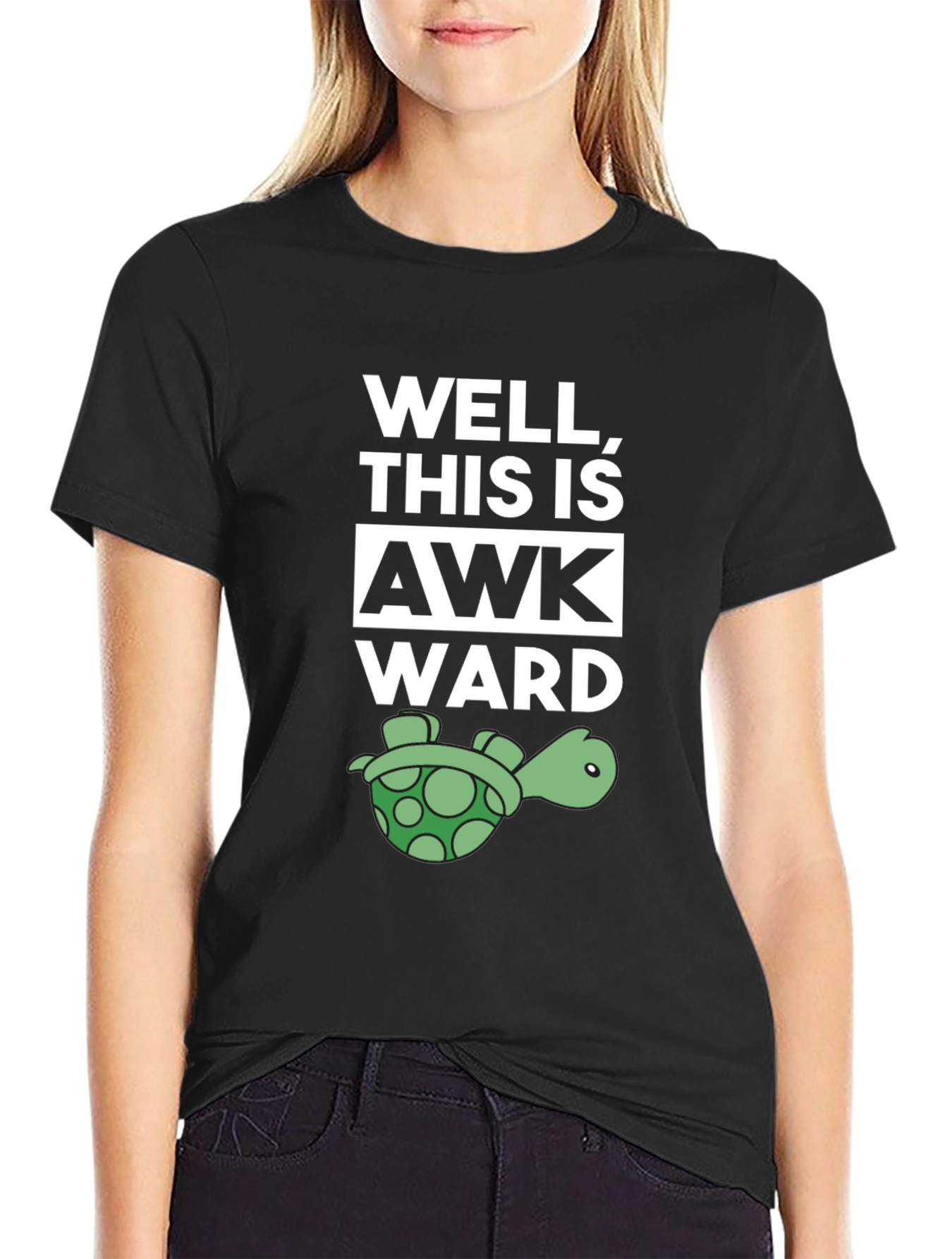 Black Well, This is Awkward Turtle T-Shirt view 2