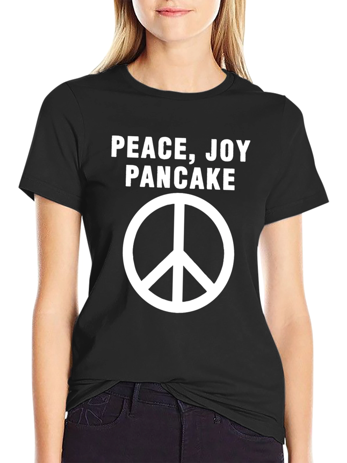 Black Peace Joy Pancake Graphic Tee - Soft Cotton Blend view 2