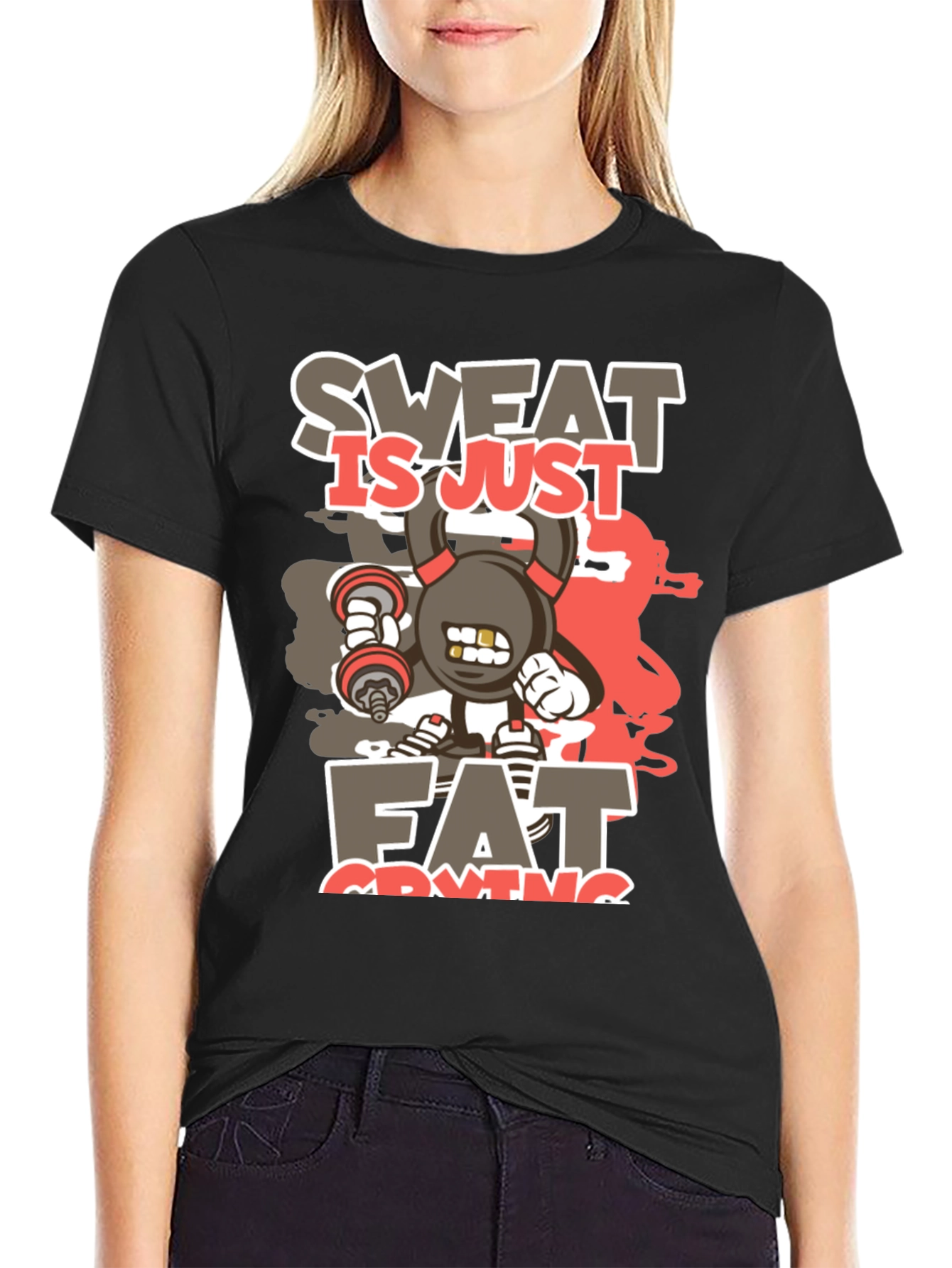 Black Sweat is Just Fat Crying Graphic T-Shirt view 2
