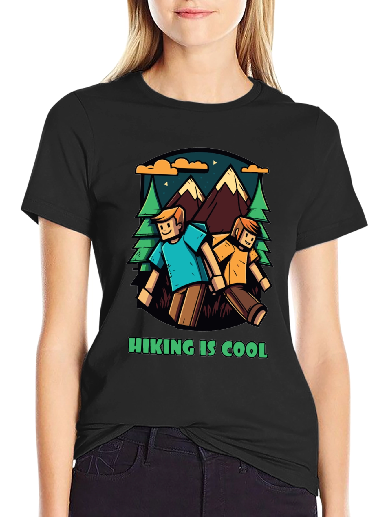 Black Hiking is Cool Graphic T-Shirt view 2