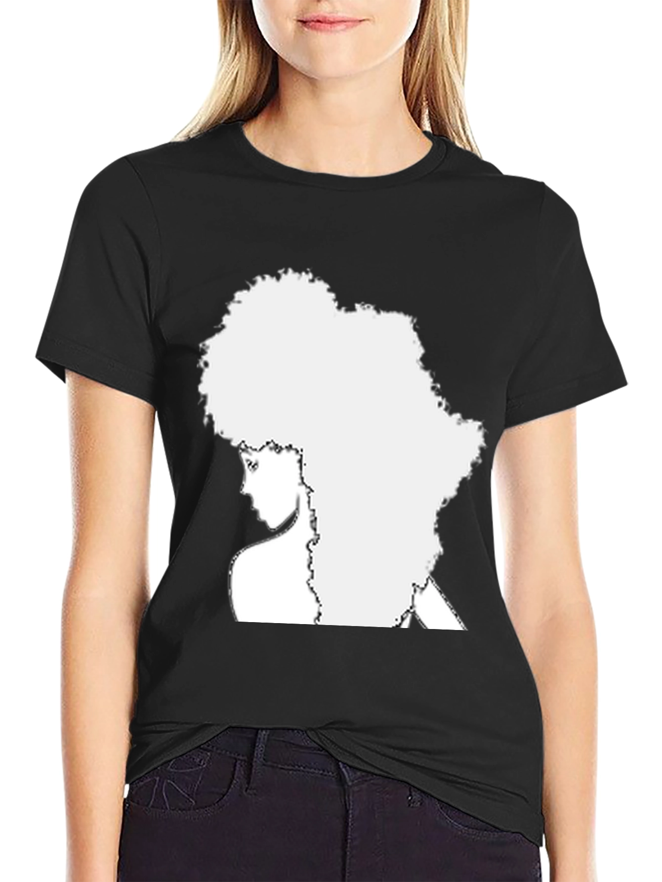 Black Afro Silhouette Tee - Black Unisex Shirt view 2