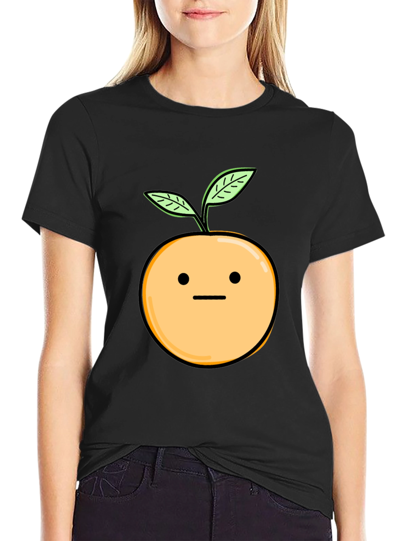 Black Funny Orange Plant T-Shirt view 2
