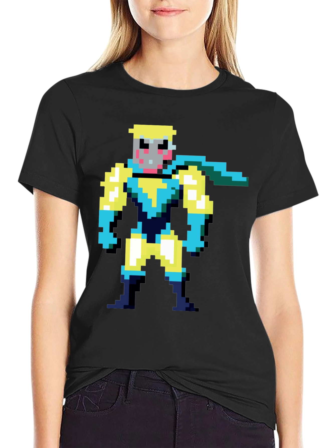 Black Pixel Superhero Black Tee view 2