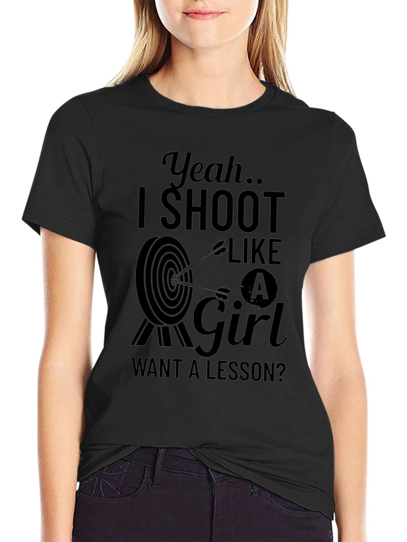 Black Yeah I Shoot Like a Girl T-Shirt view 2