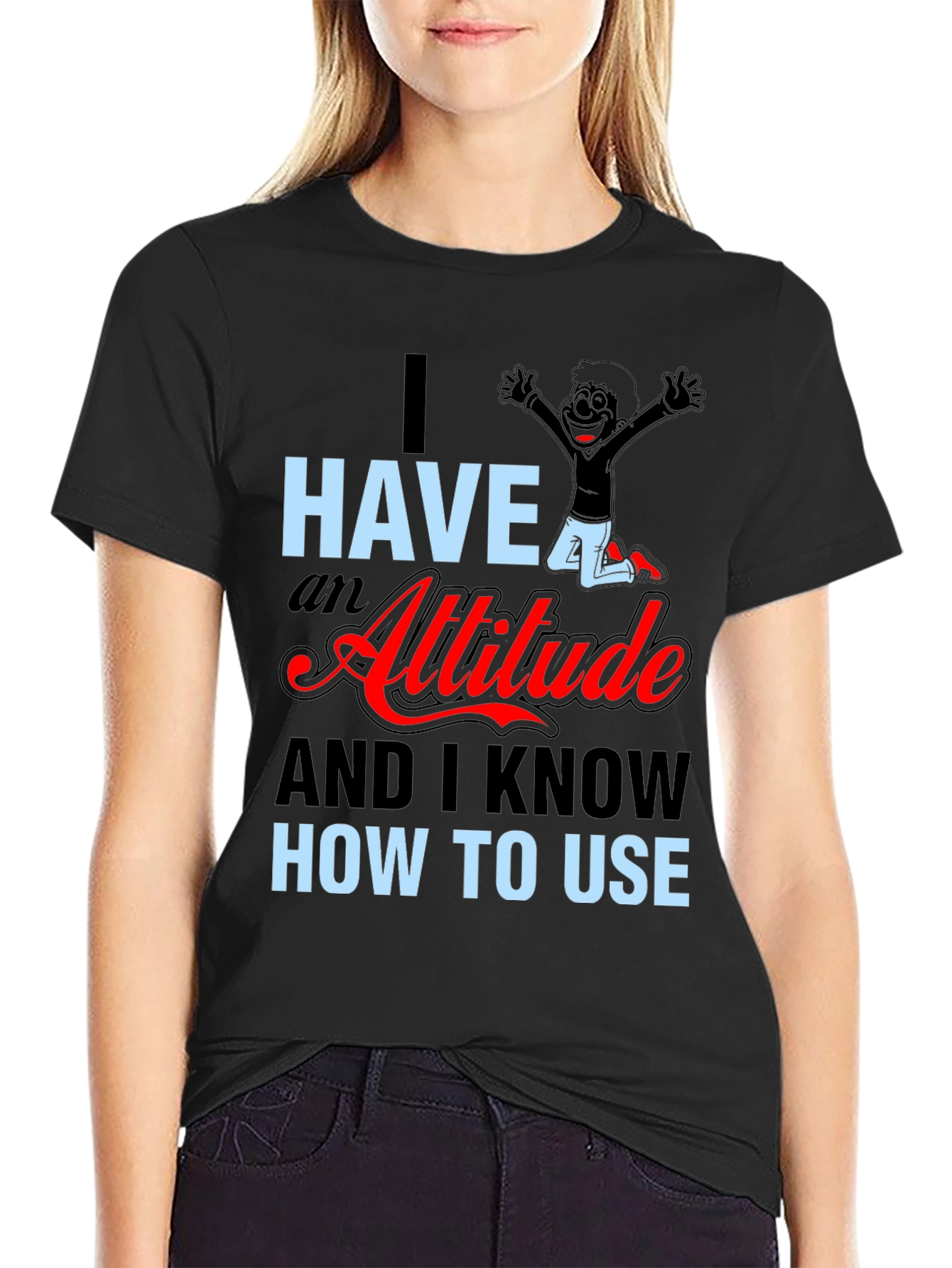 Black Attitude Graphic Tee - Sarcastic Humor Shirt view 2