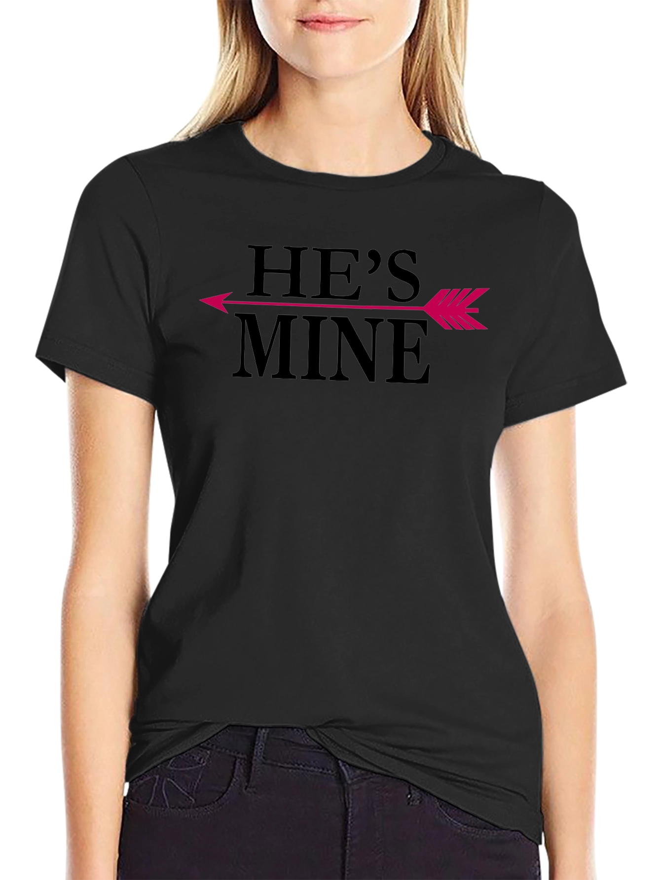 Black He's Mine Graphic Tee - Funny Couples Shirt view 2