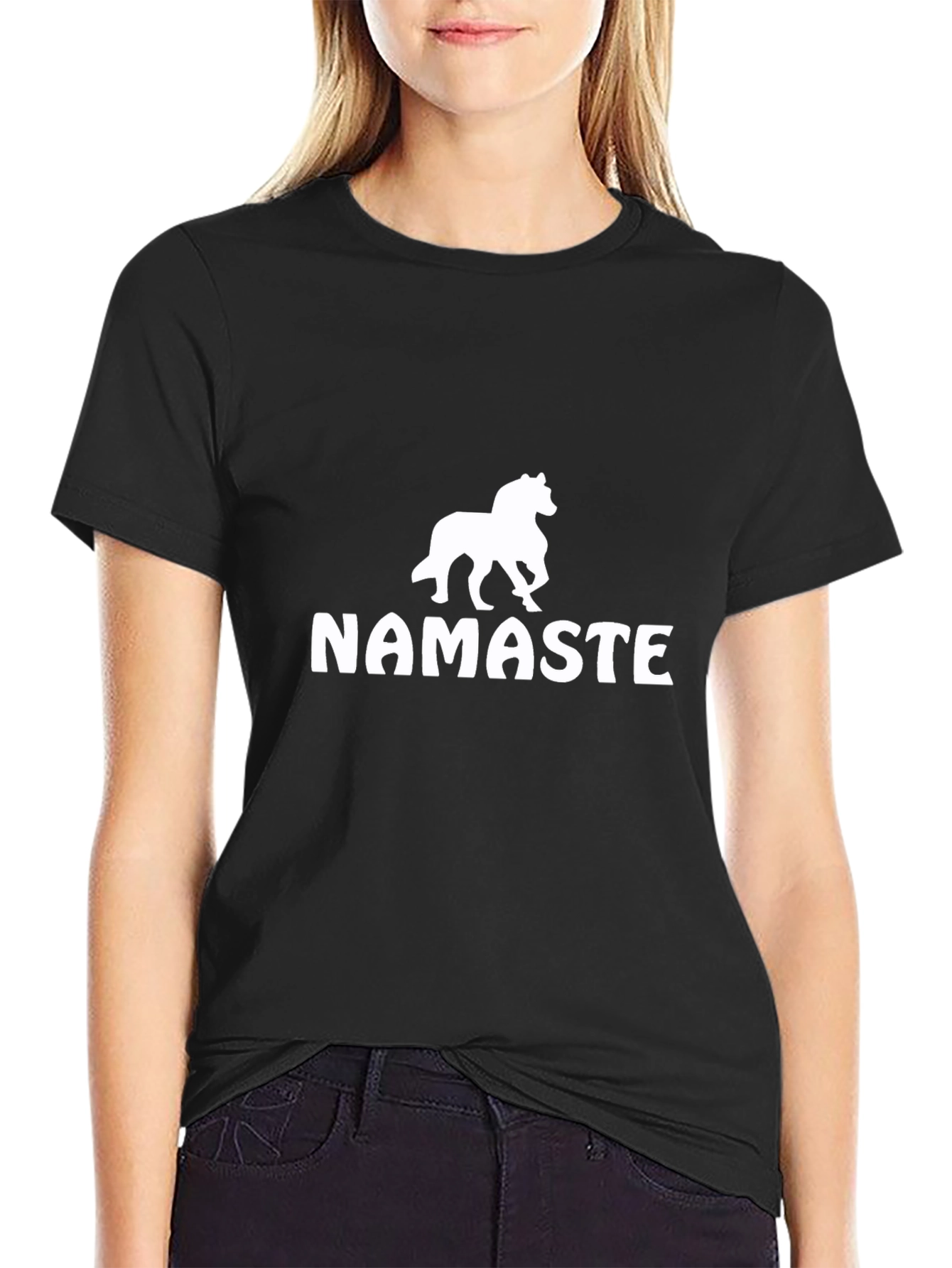Black Namaste Horse T-Shirt -  Black Unisex Tee view 2