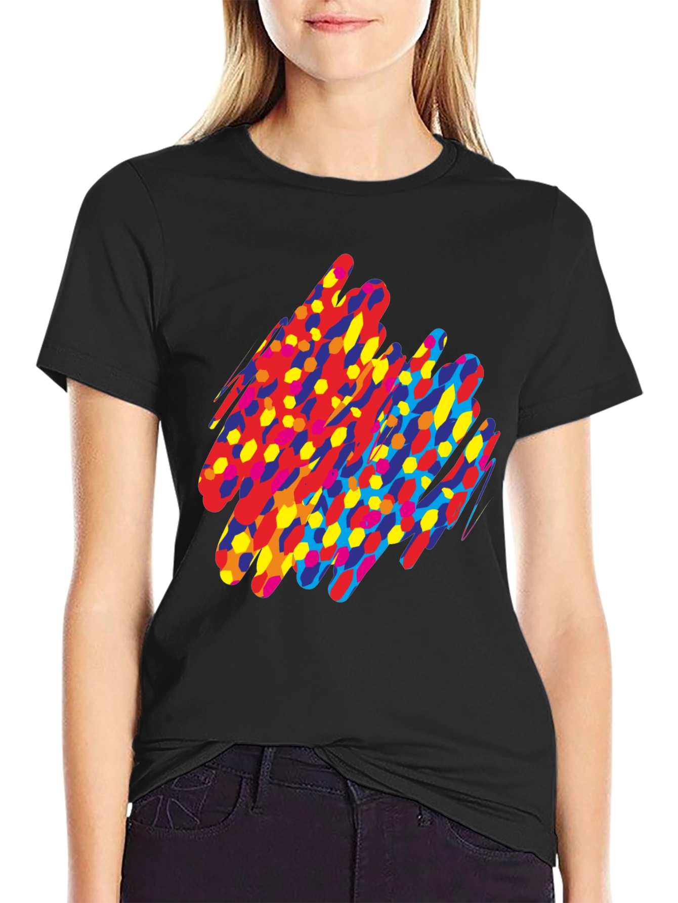 Black Abstract Graphic Print Black T-Shirt view 2