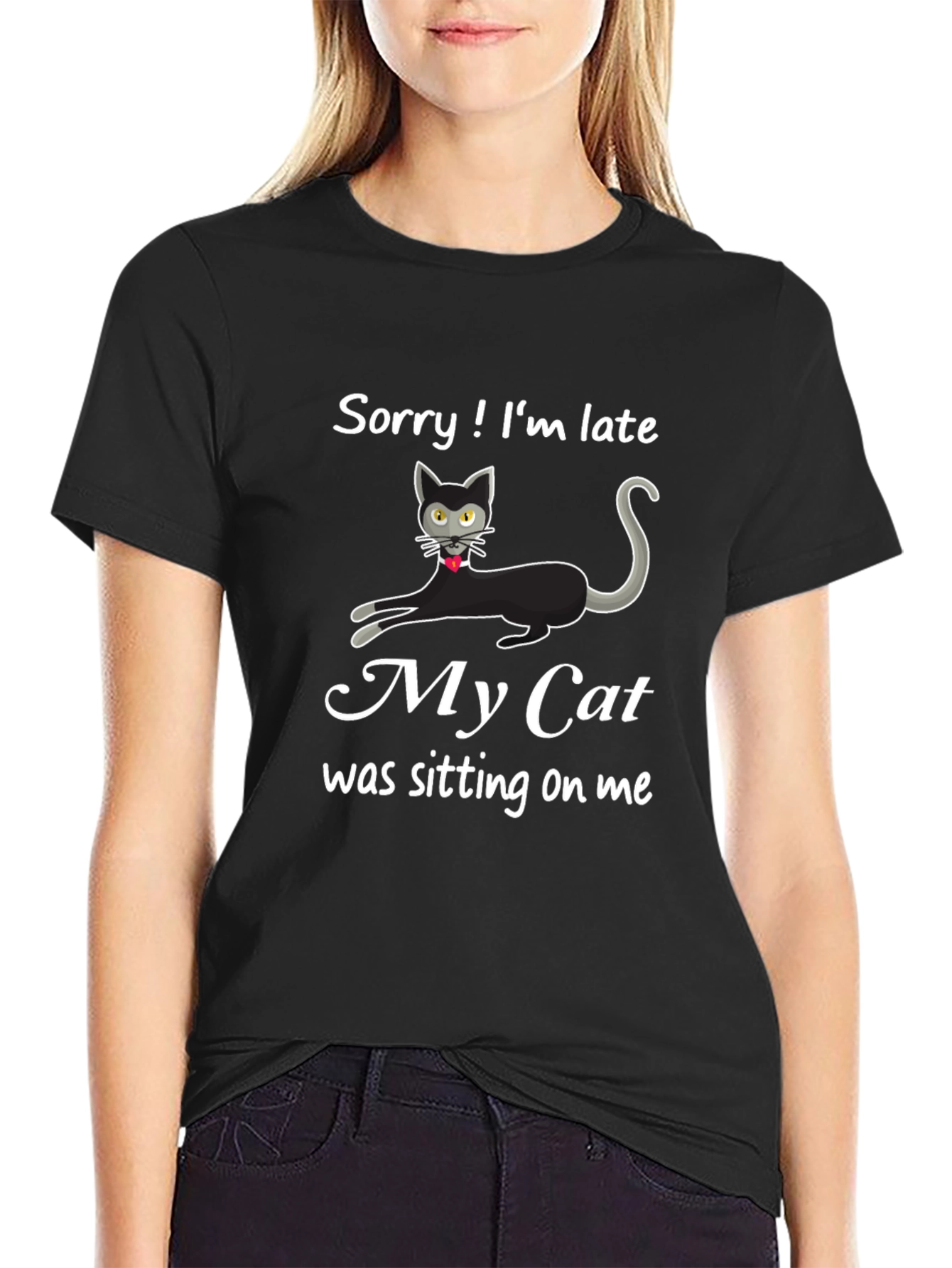 Black Funny 'My Cat' Graphic T-Shirt view 2