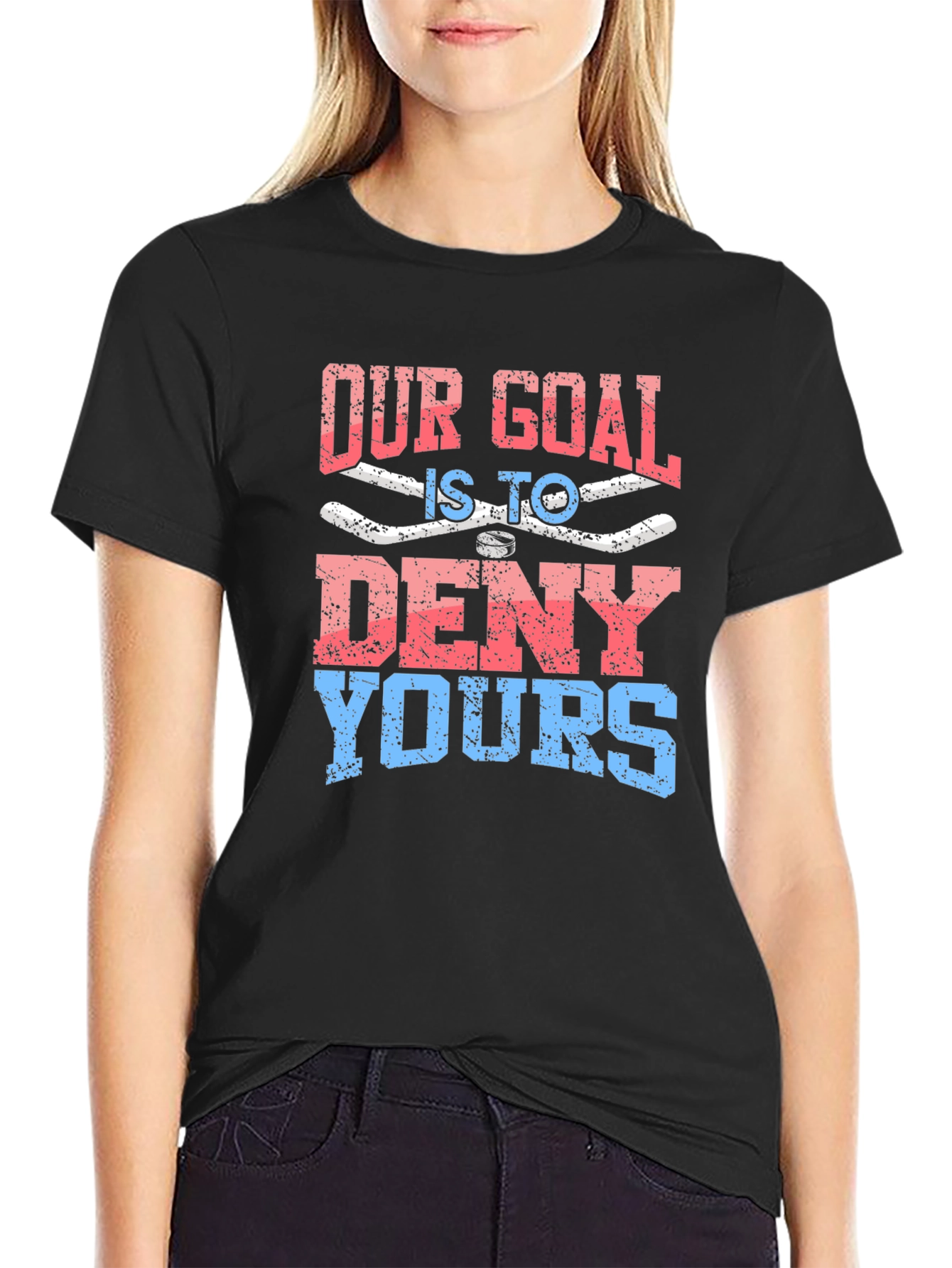 Black Our Goal is to Deny Yours Graphic T-Shirt view 2