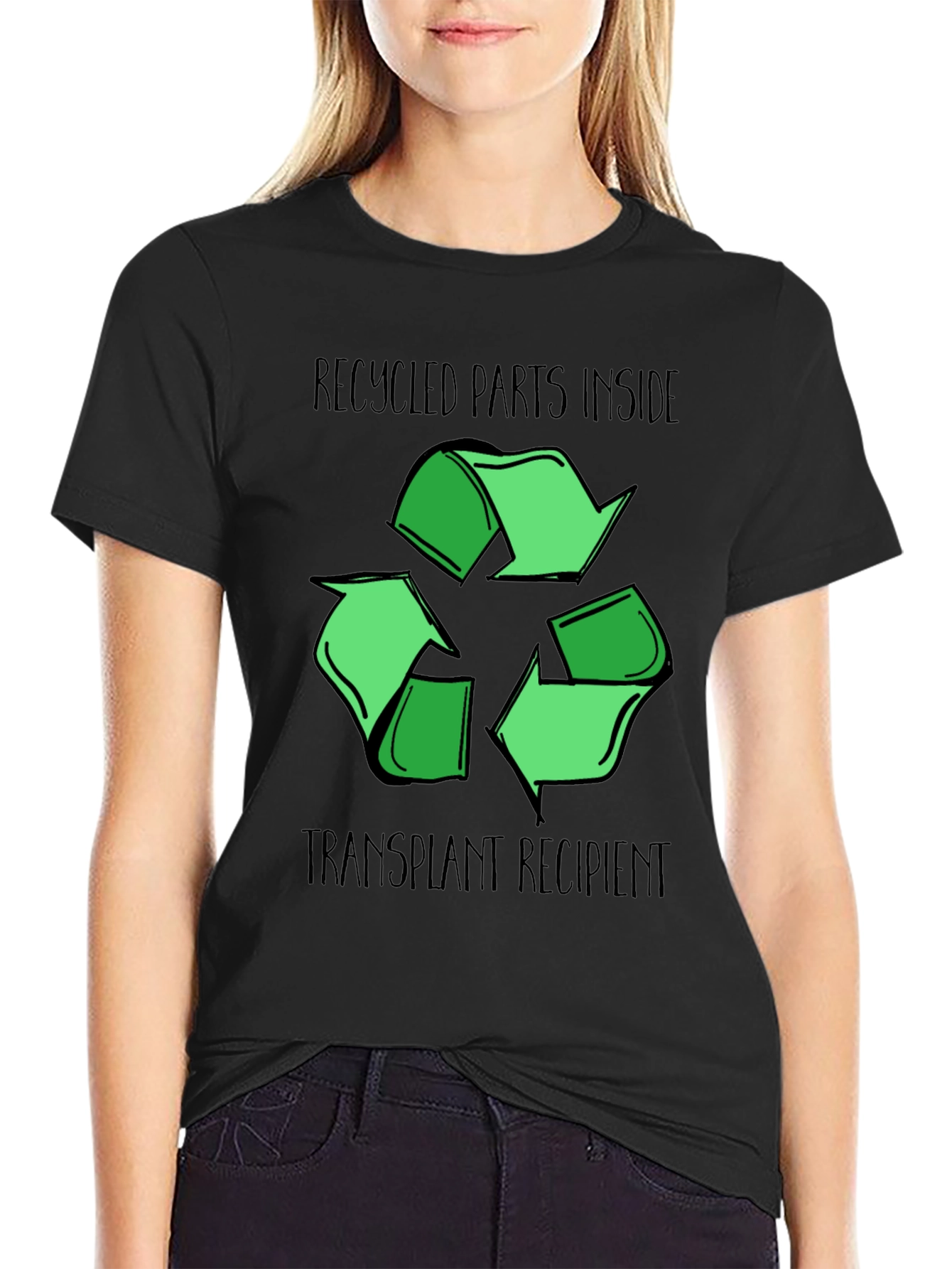 Black Recycled Parts Transplant Recipient Graphic Tee view 2