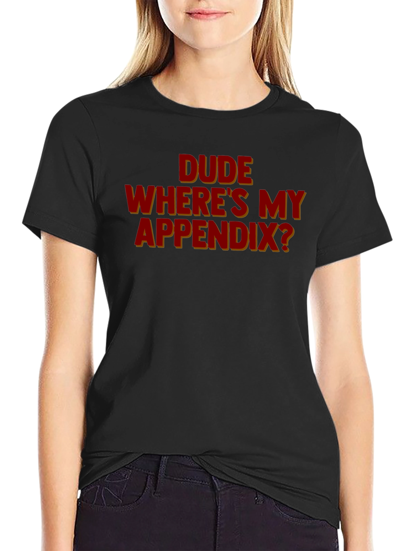 Black Dude Where's My Appendix? Graphic Tee - Humor Apparel view 2
