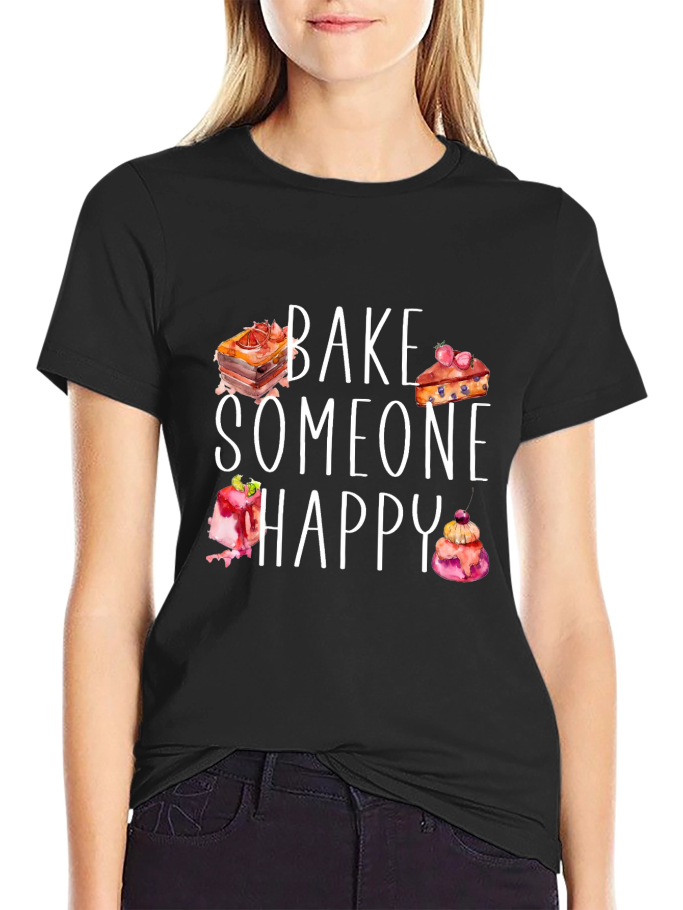 Black Bake Someone Happy Graphic Tee view 2