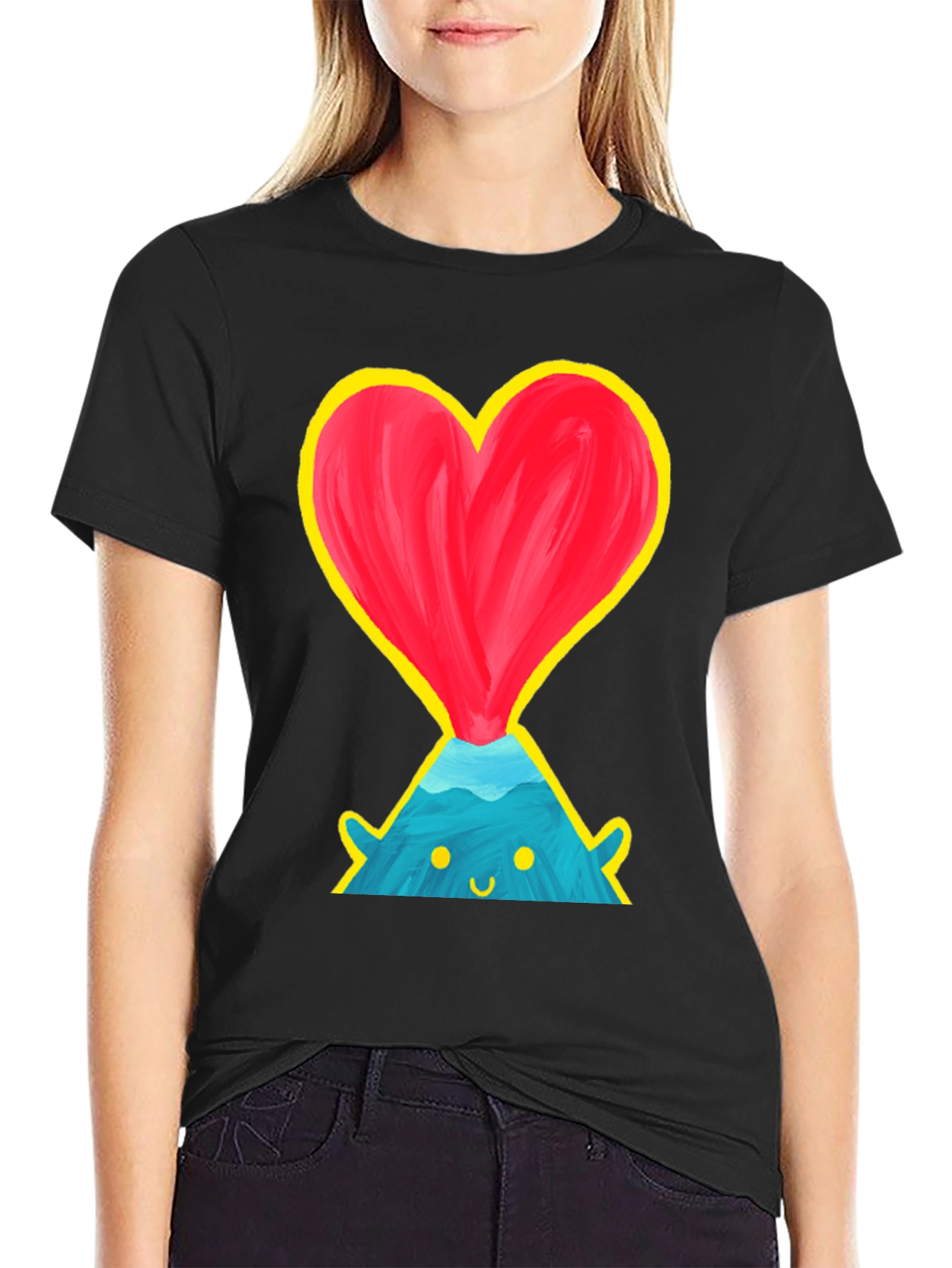 Black Volcano Heart T-Shirt - Erupting Love view 2