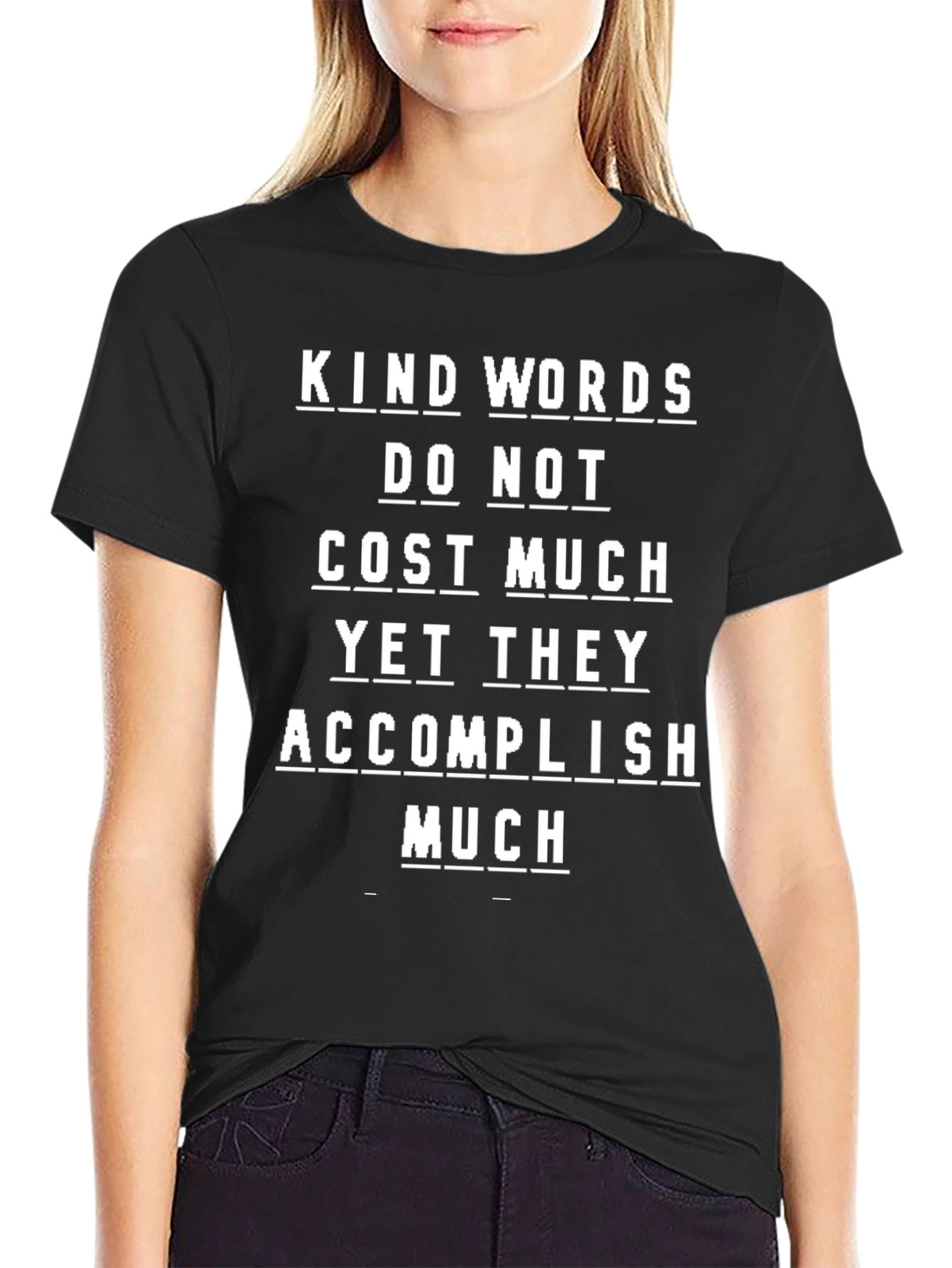 Black Kind Words Graphic T-Shirt - Motivational Black Tee view 2