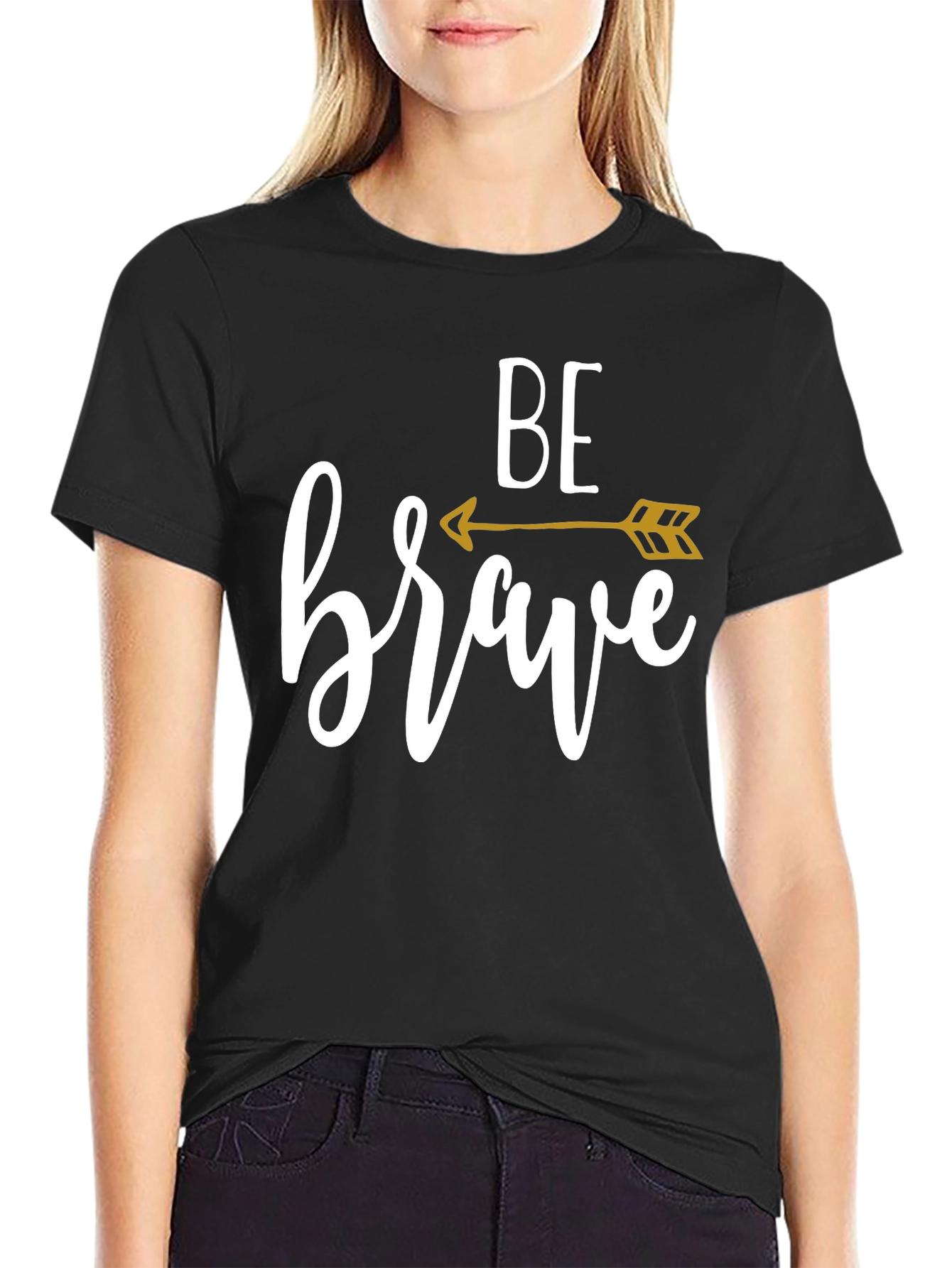 Black Be Brave Arrow Graphic Tee - Black T-Shirt view 2