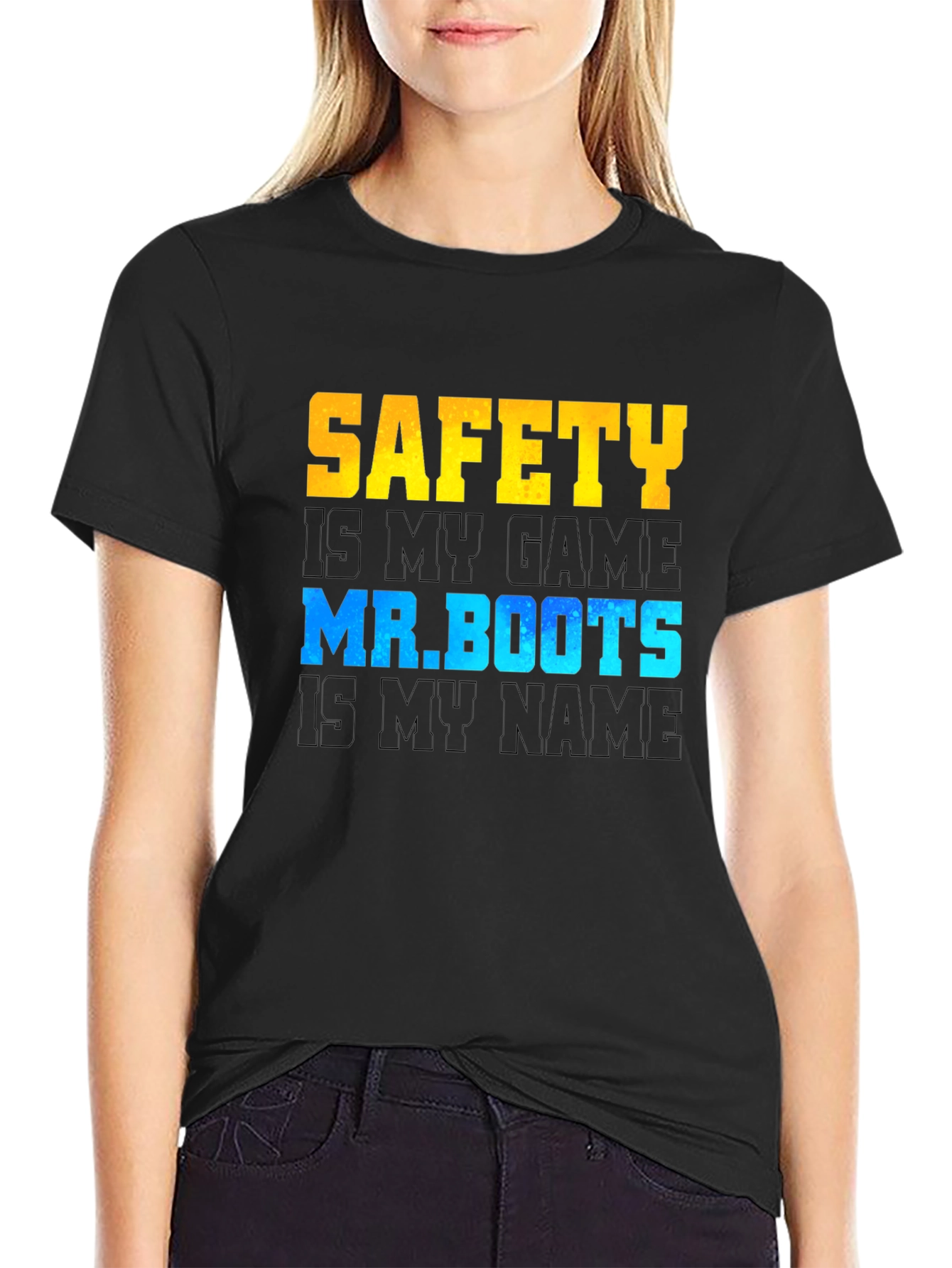 Black Safety is My Game Mr. Boots T-Shirt view 2