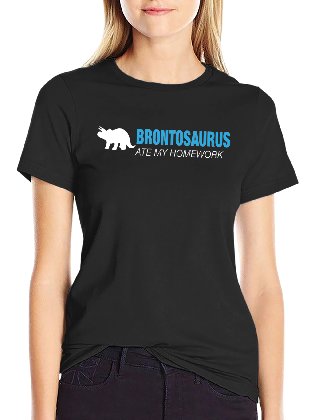 Black Brontosaurus Ate My Homework T-Shirt view 2