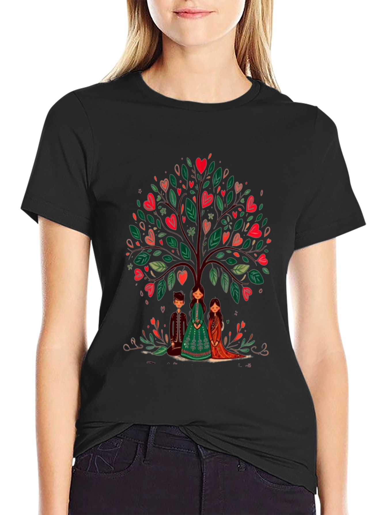 Black Heart Tree Graphic Tee - Whimsical Design view 2