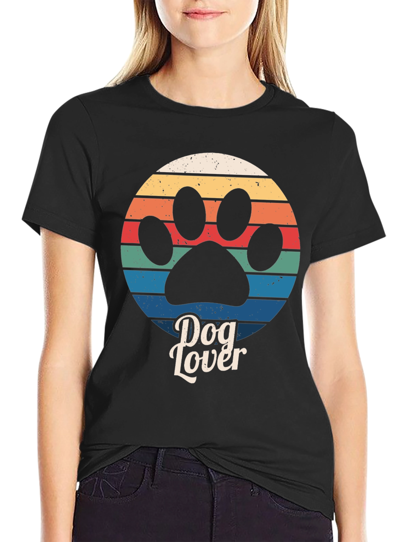 Black Dog Lover Retro T-Shirt view 2