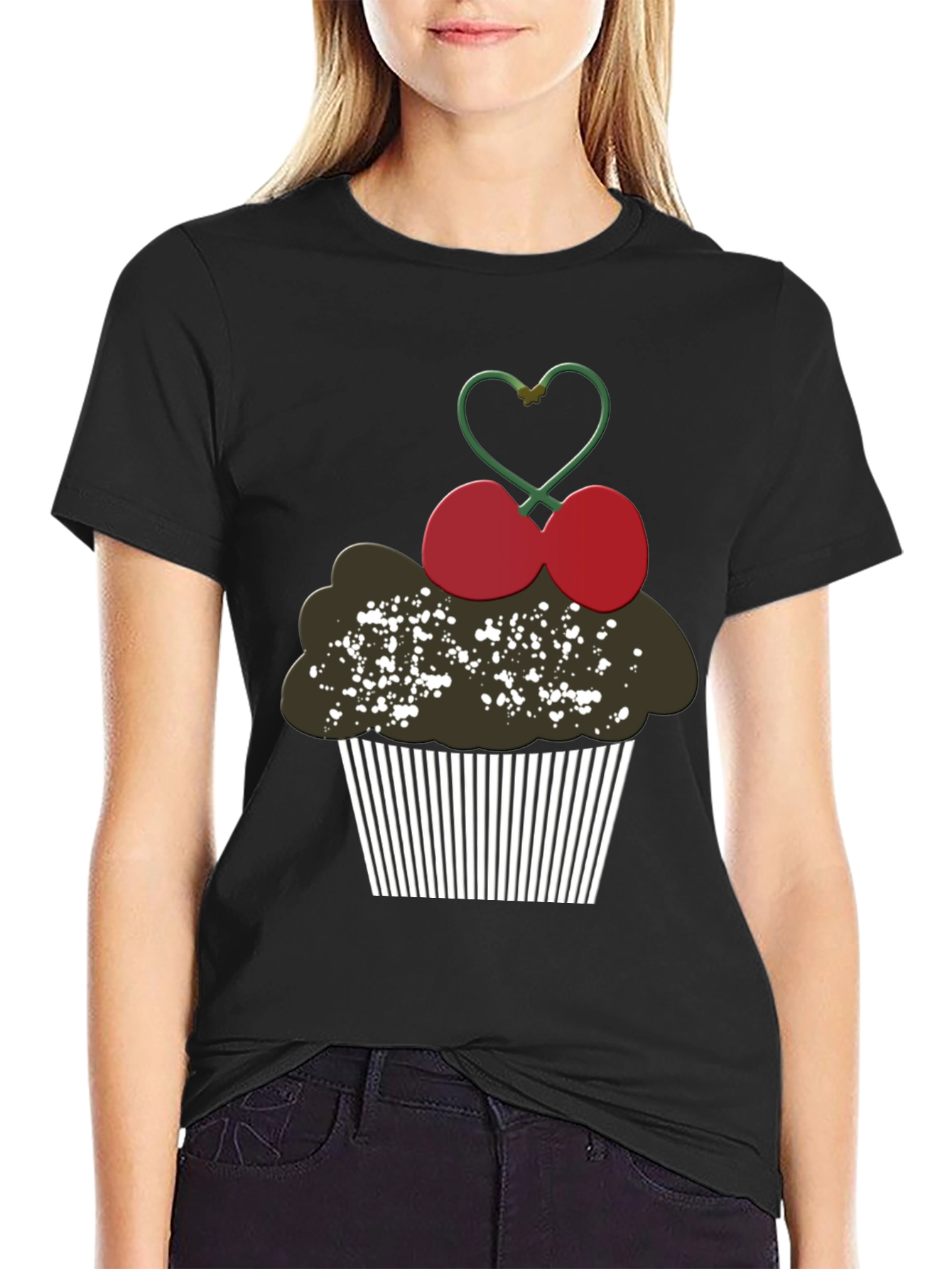 Black Cupcake Graphic Tee - Sweet Treat Shirt view 2
