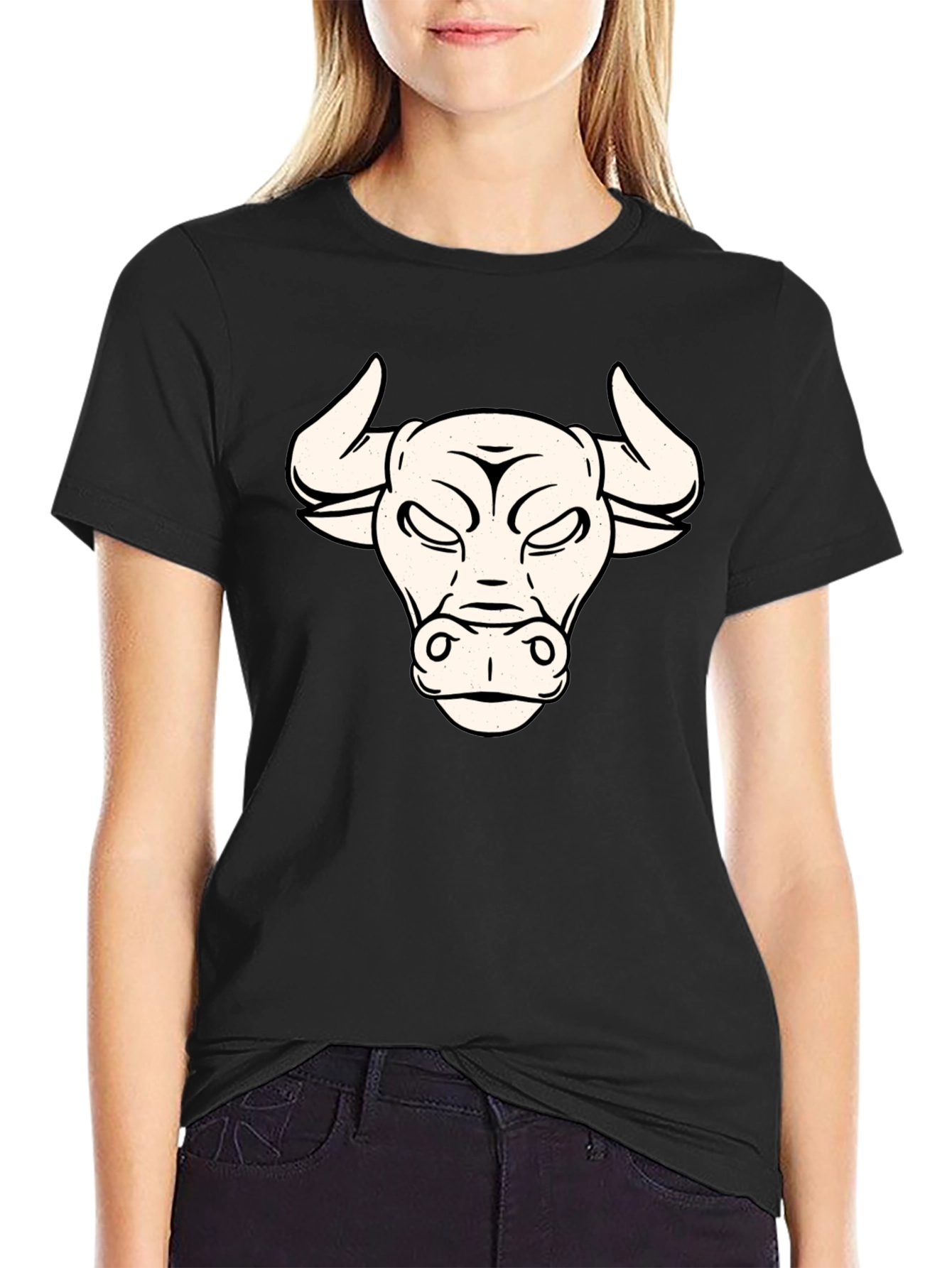 Black Black Bull Graphic Tee - Cool Animal Design view 2