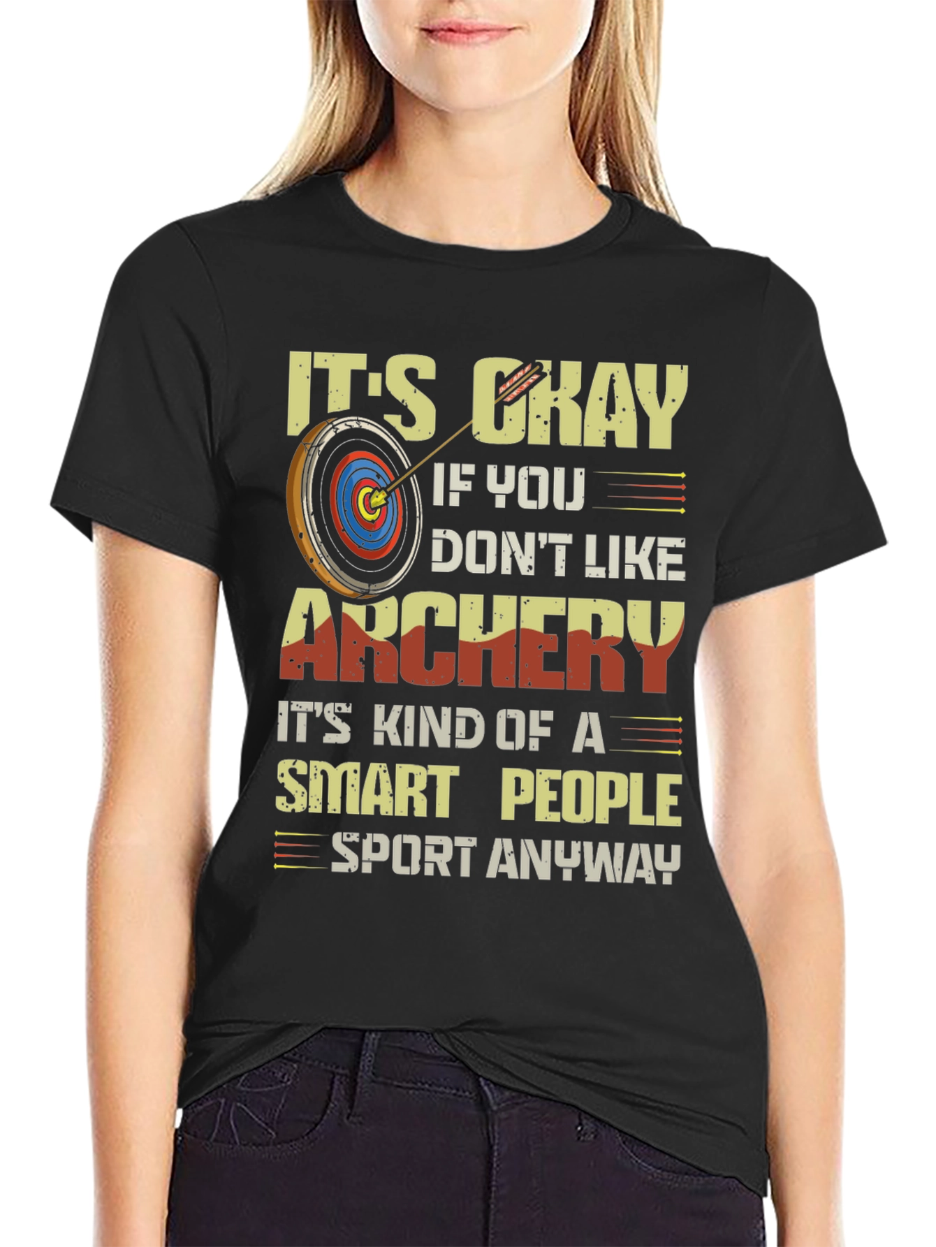 Black Archery Smart People T-Shirt view 2