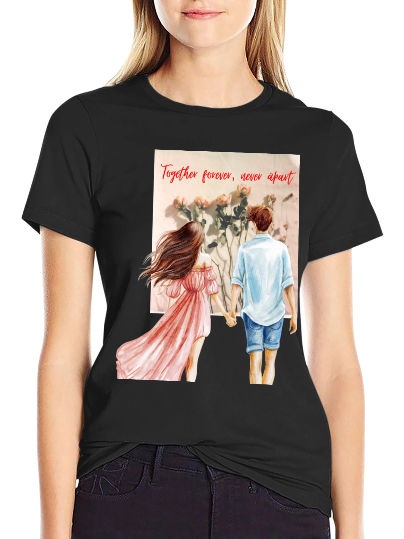 Black Romantic Couple Tee: Together Forever view 2
