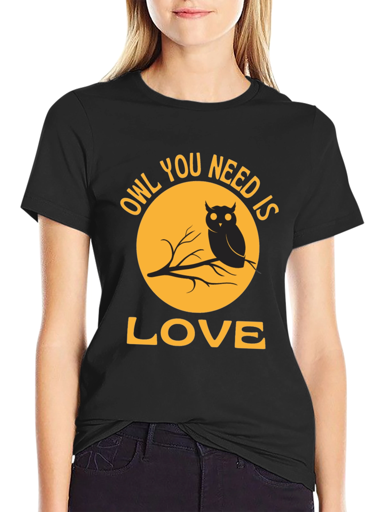 Black Owl You Need Is Love T-Shirt - Black view 2