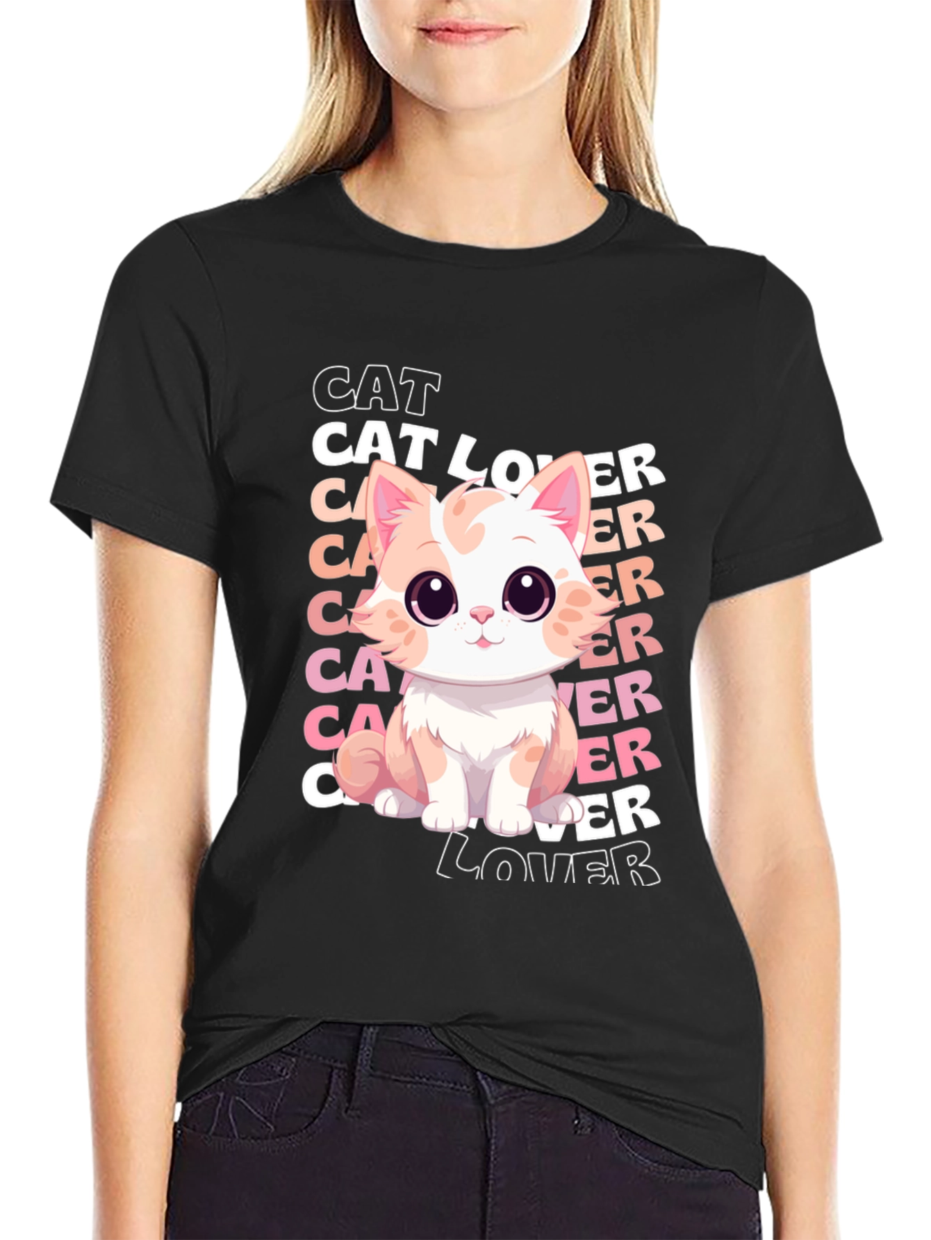 Black Cat Lover T-Shirt Cute Kitty Graphic Tee view 2