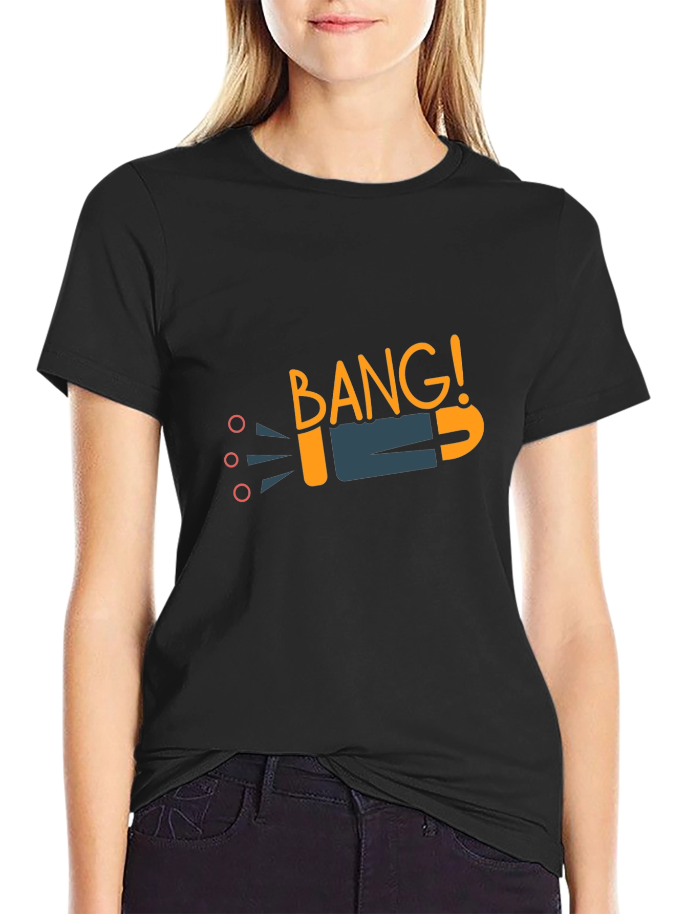 Black Bang! Graphic Tee - Black Cotton T-Shirt view 2
